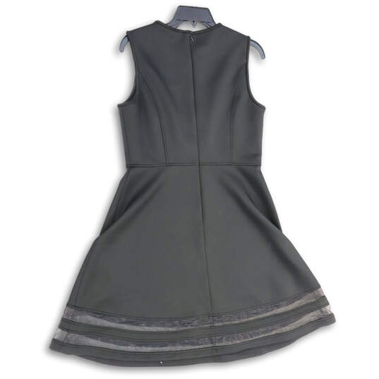 Womens Black Sleeveless Round Neck Back Zip Fit & Flare Dress Size 10 image number 2