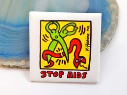 Keith Haring Stop AIDS Snake and Scissors Square Pin 6.0g