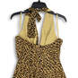 NWT Womens Yellow Black Cheetah Print Halter Neck Midi A-Line Dress Size 10 image number 4