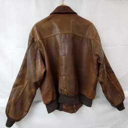 Vintage Brown Leather Bomber Jacket Men's X-Large alternative image
