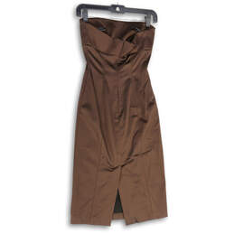 Womens Brown Strapeless Knee Length Back Zip Sheath Dress Size Small alternative image