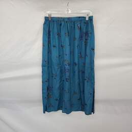Ms. Paquette Vintage Teal Rayon Blend Floral Patterned Midi Skirt WM Size 12