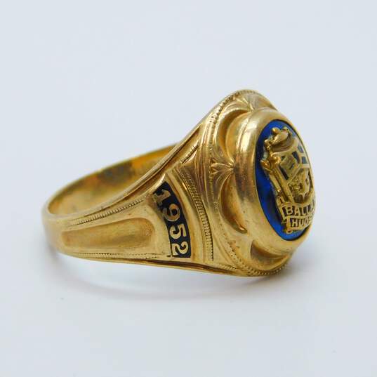 Vintage 10K Yellow Gold Blue Spinel Class Ring 4.7g image number 3