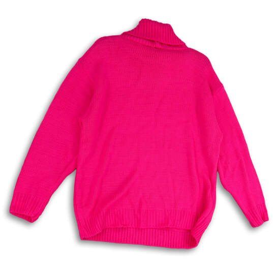 NWT Womens Pink Tight-Knit Long Sleeve Turtleneck Pullover Sweater Size S image number 2