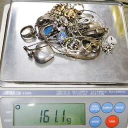 925 Sterling Silver & Stones Scrap Jewelry, 161.1g