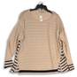 NWT Womens Pink Striped Round Neck Long Sleeve Pullover Sweater Size XL image number 1