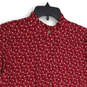 Womens Maroon Floral Ruffle Neck Long Sleeve Blouse Top Size Large image number 3