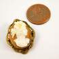 Vintage 10k Yellow Gold Carved Shell Lady Cameo Brooch Pin 5.1g image number 6
