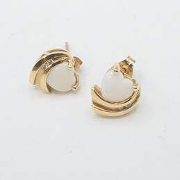 EMA 14K Gold Diamond & Opal Heart Post Earrings 2.1g