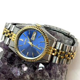 Designer Seiko Two-Tone Chain Strap Blue Round Dial Analog Wristwatch