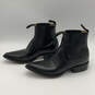 Mens Black Leather Pointed Toe Pull On Ankle Chelsea Boots Size 8.5 image number 3