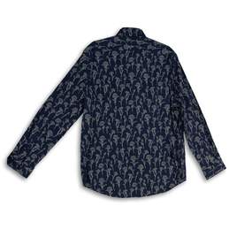 NWT Express Men's Navy Blue Floral Spread Collar Button-Up Shirt Size Large alternative image