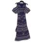 The Limited Womens Blue V-Neck Cold Shoulder Sleeve Tie Front Maxi Dress Sz 14T image number 1