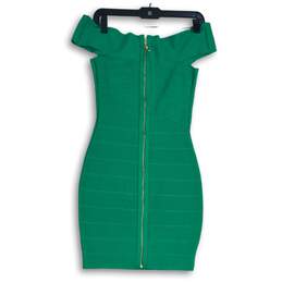 NWT WOW Couture Womens Green Off The Shoulder Back Zip Bodycon Dress Size Small alternative image
