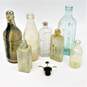 ANTQ Medicine Apothecary Bottles Icy Blue Glass Dr. Miles Oleum Bull Dog Stopper image number 1