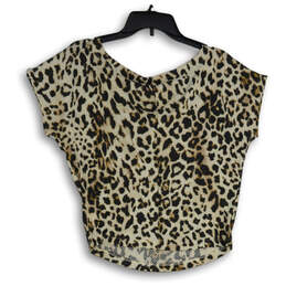 NWT Womens Black White Cheetah Print Off The Shoulder Blouse Top Size XS alternative image