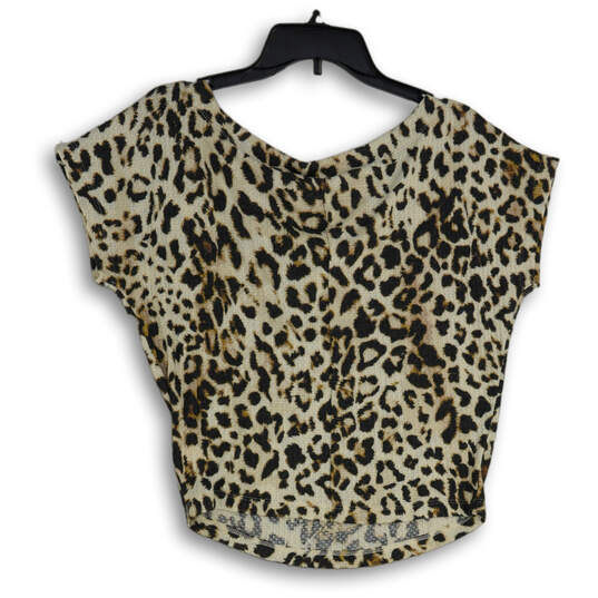 NWT Womens Black White Cheetah Print Off The Shoulder Blouse Top Size XS image number 2