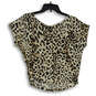 NWT Womens Black White Cheetah Print Off The Shoulder Blouse Top Size XS image number 2