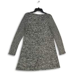 Womens Gray Heather Long Sleeve V-Neck Knitted A-Line Dress Size Large alternative image