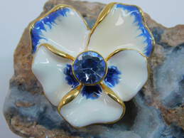 Kenneth Jay Lane White Enamel & Rhinestone Flower Earrings alternative image