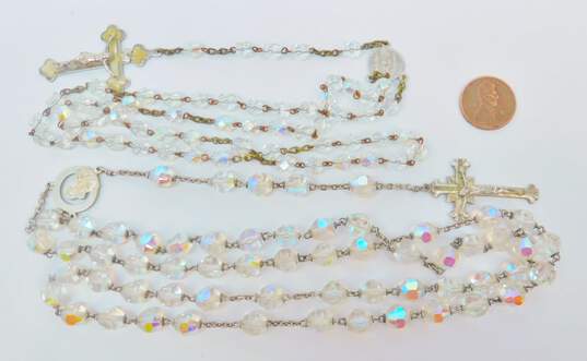 Vintage Aurora Borealis & Silver Tone Rosary Prayer Beads 73.5g image number 4