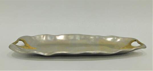 1980s Brutalist Style Serving Tray Aluminum Brass David Marshall Palm Restaurant image number 2