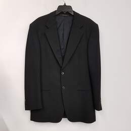 Armani Collezioni Mens Black Long Sleeve Notch Lapel Two-Button Blazer Size Large