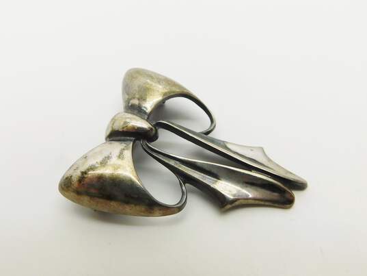 Vintage Sterling Silver Lady In Hat & Bow Brooches 18.0g image number 3