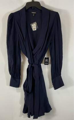 Express Blue Wrap Midi Dress- Size Small NWT