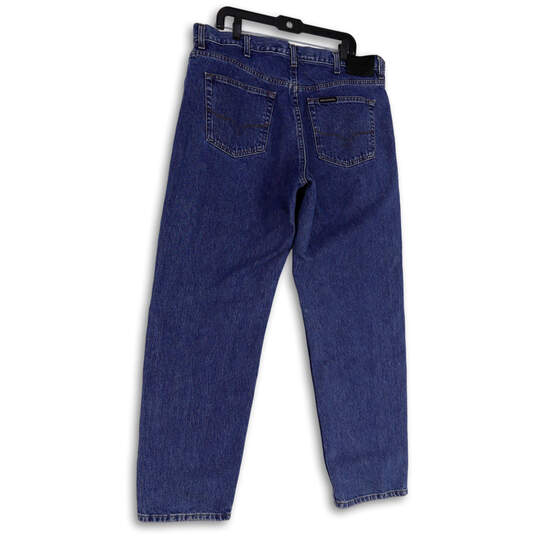 Mens Blue Medium Wash Pockets Regular Fit Denim Straight Jeans Size 40x34 image number 2
