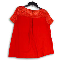 Womens Red Batik Short Sleeve Round Neck Pullover Blouse Top Size PL alternative image