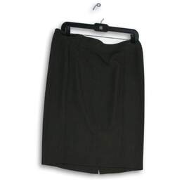 Loft Womens Gray Flat Front Back Zip Straight & Pencil Skirt Size 10