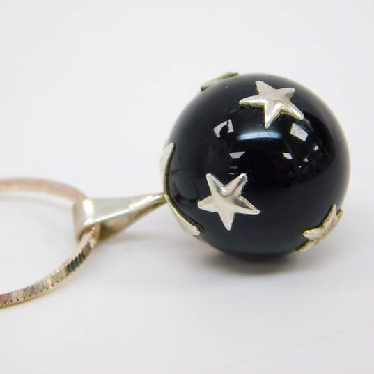 Celestial 925 Sterling Silver Moon & Star Drop Earrings Pendant Necklace & CZ Bracelet 27.6g image number 6