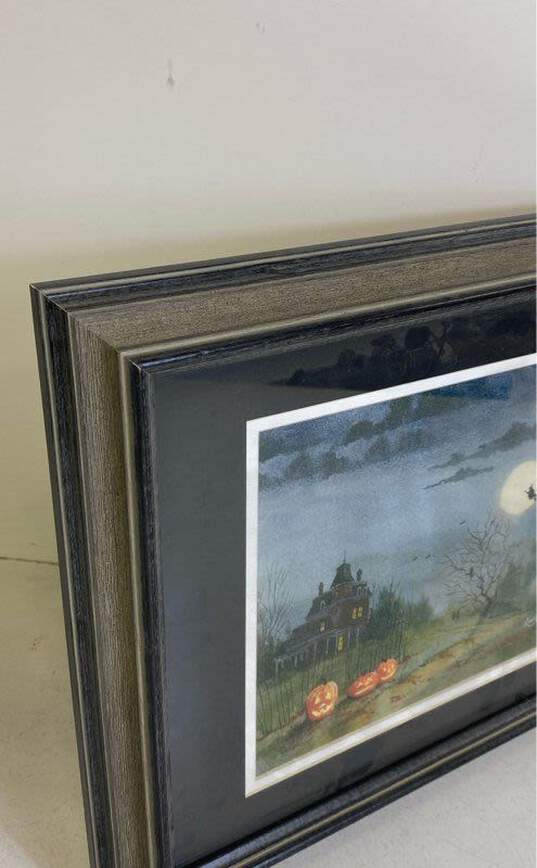 Haunted Halloween House Print by Lewis Barrett Lehrman Signed. Matted & Framed image number 3