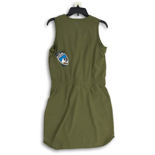 NWT Womens Green Vantage V-Neck Elastic Waist Sleeveless Mini Dress Size S image number 2