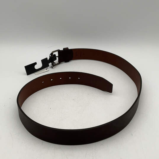 NWT Mens Brown Leather Adjustable Single Tongue Buckle Waist Belt Size 38 image number 2