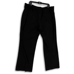 Womens Black Flat Front Pockets Straight Leg Formal Dress Pants Size 20P