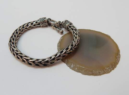 Artisan 925 Chunky Foxtail Chain Bali Style Toggle Bracelet 34.2g image number 2