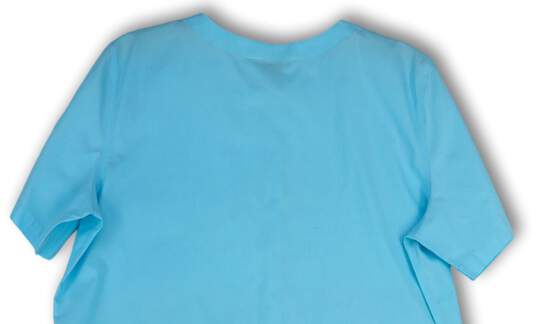 Womens Blue Short Sleeve Wrinkle Free Regular Fit Button-Up Shirt Size L image number 4