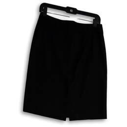 Womens Black Flat Front Back Zip Short Straight And Pencil Skirt Size 4