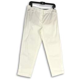 NWT Talbots Womens White Flat Front Slash Pocket Cropped Pants Size 8
