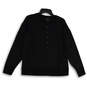 Womens Black Henley Neck Long Sleeve Pullover Sweatshirt Size Medium image number 1