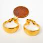 VNTG Crown Trifari Gold Tone Clip-On Hoop Earrings 5.5g image number 6