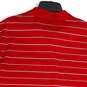 Mens Red White 78 Golf Stay Dry Striped Spread Collar Polo Shirt Size Large image number 4