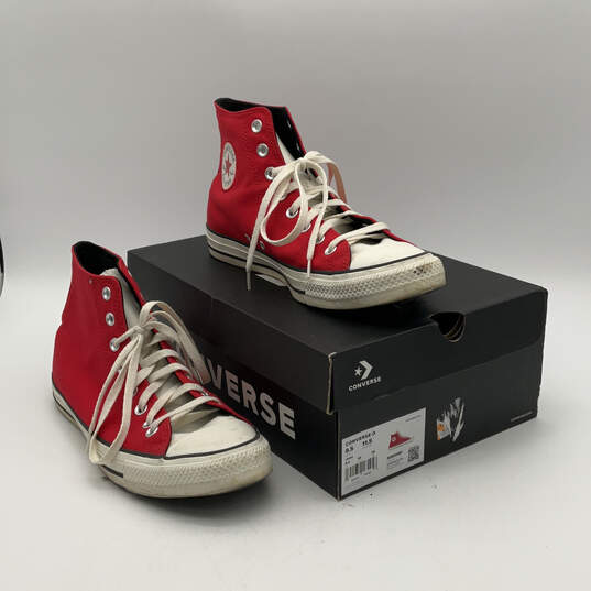 Mens Chuck Taylor All Star Hi A06008F Red White Sneaker Shoes Size 9.5 image number 3