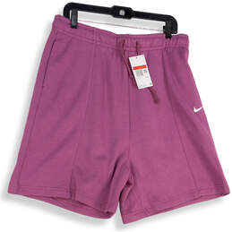 NWT Womens Purple Elastic Waist Flat Front Pull-On Sweat Shorts Size L