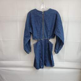 MNG Blue Cotton Cut Out Long Sleeved Denim Dress WM Size 4 NWT alternative image