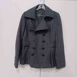 Women's Guess Gray Double Breasted Pea Coat Sz M