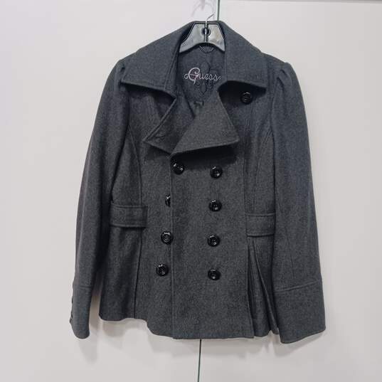 Women's Guess Gray Double Breasted Pea Coat Sz M image number 1