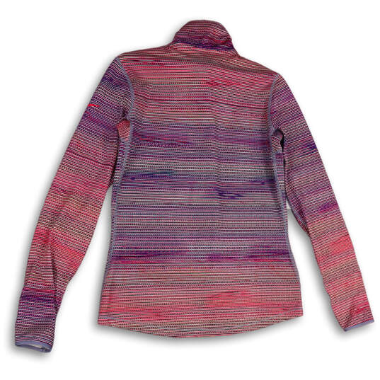 Womens Pink Dri-Fit Striped 1/2 Zip Pullover Activewear Jacket Size Large image number 2